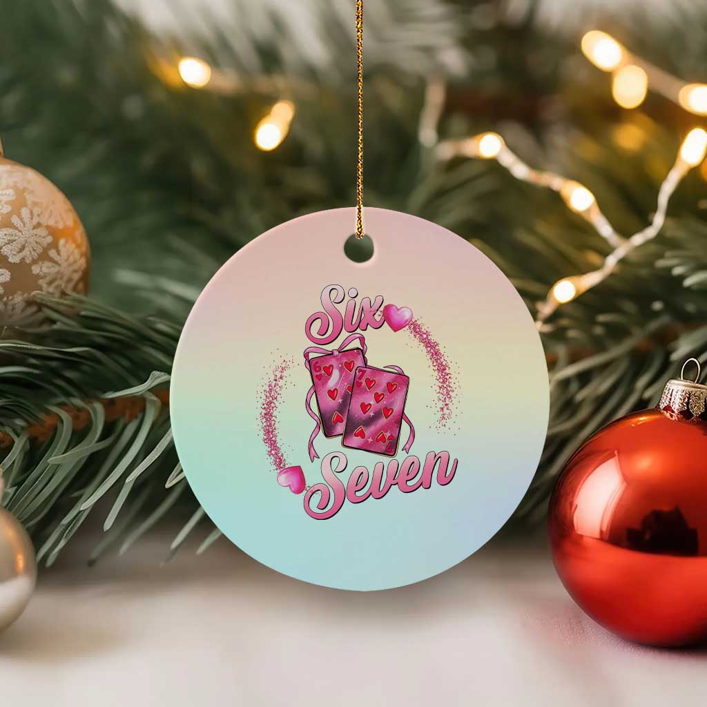 Playing Cards 67 Of Hearts Ceramic Ornament Six Seven Valentine Meme