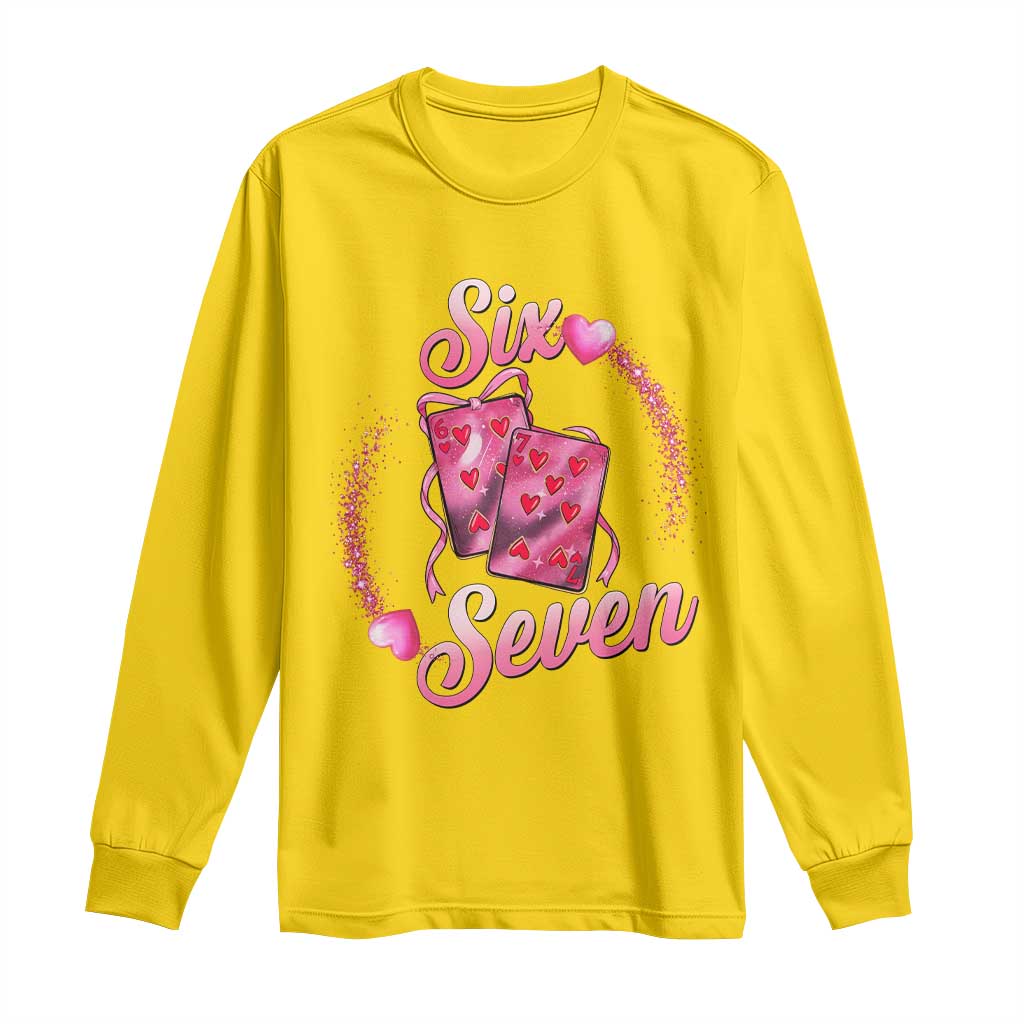 Playing Cards 67 Of Hearts Long Sleeve Shirt Six Seven Valentine Meme