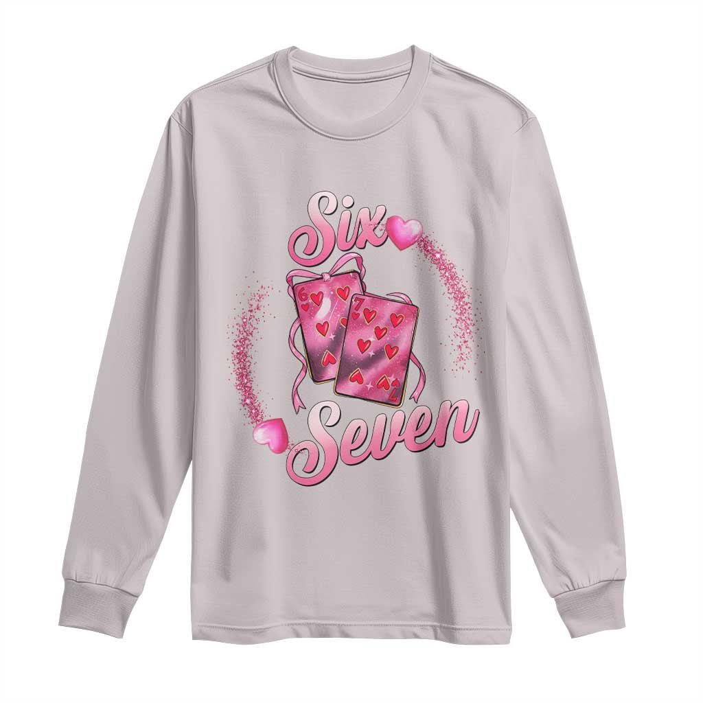 Playing Cards 67 Of Hearts Long Sleeve Shirt Six Seven Valentine Meme