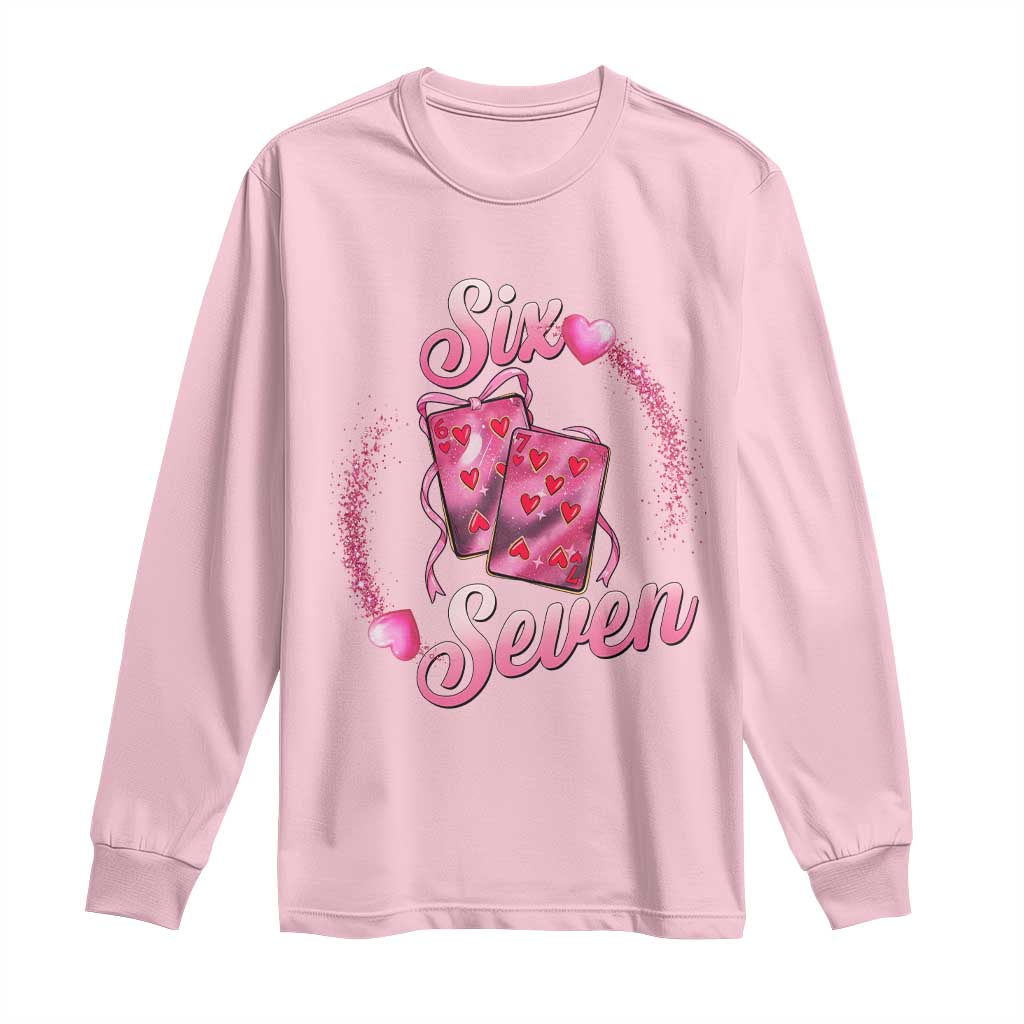 Playing Cards 67 Of Hearts Long Sleeve Shirt Six Seven Valentine Meme