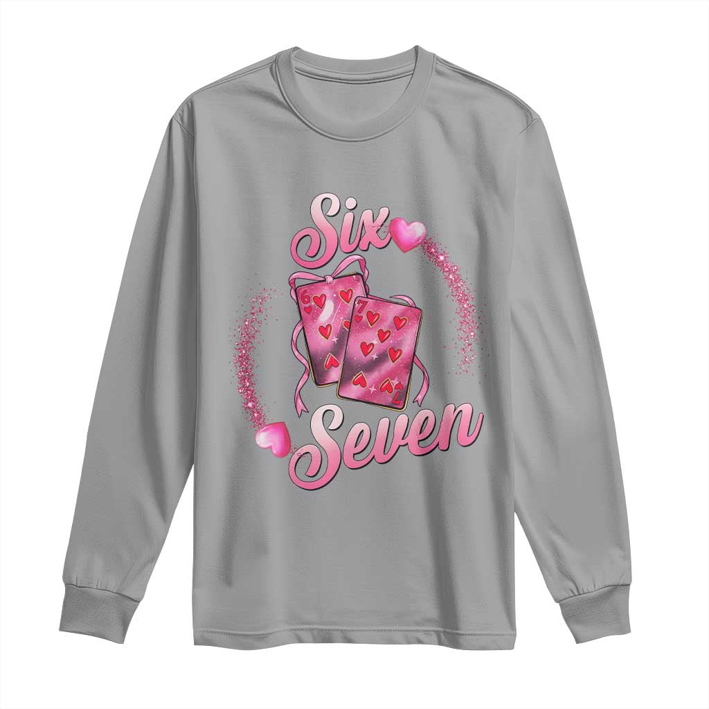Playing Cards 67 Of Hearts Long Sleeve Shirt Six Seven Valentine Meme