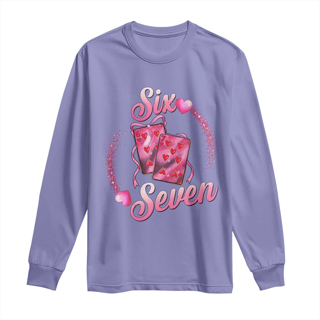 Playing Cards 67 Of Hearts Long Sleeve Shirt Six Seven Valentine Meme