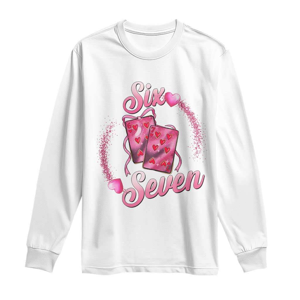 Playing Cards 67 Of Hearts Long Sleeve Shirt Six Seven Valentine Meme