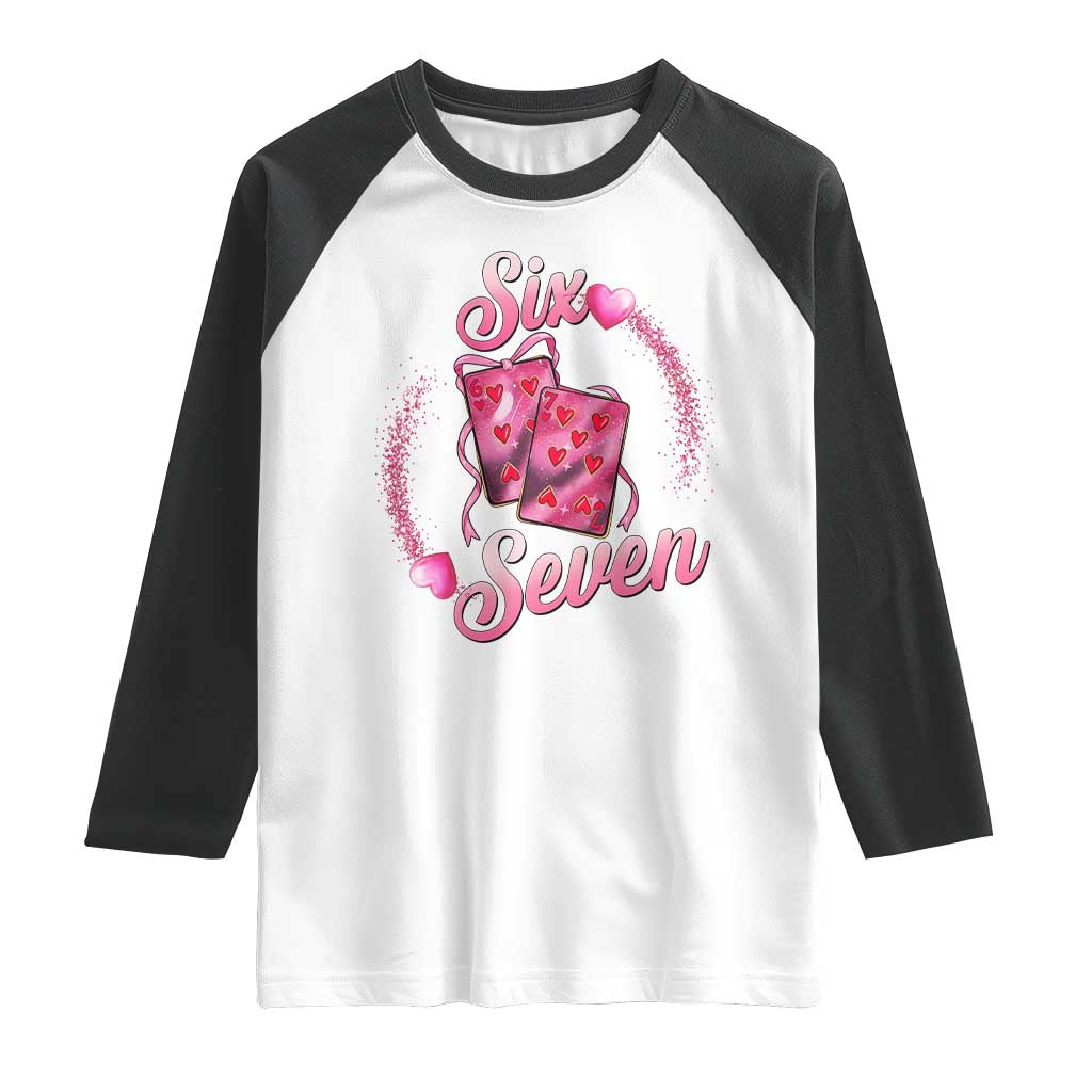 Playing Cards 67 Of Hearts Raglan Shirt Six Seven Valentine Meme