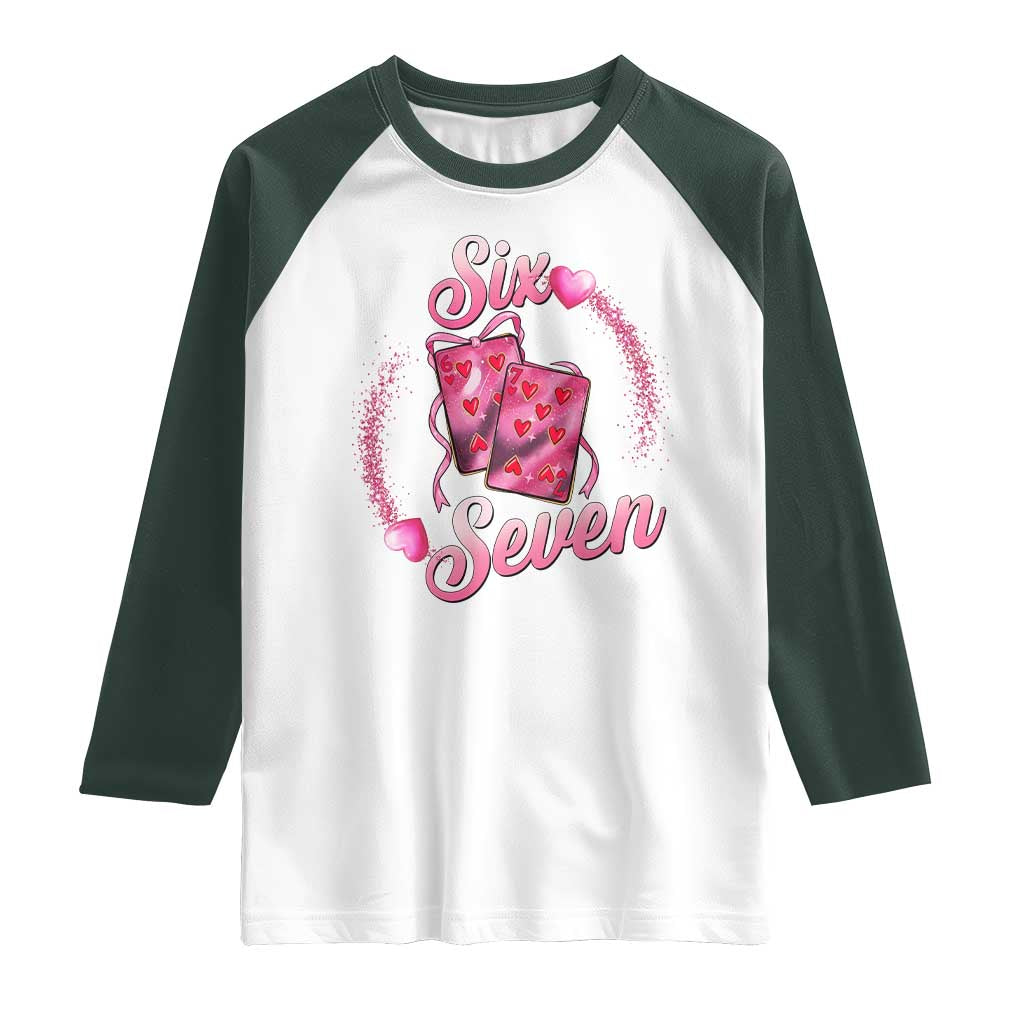 Playing Cards 67 Of Hearts Raglan Shirt Six Seven Valentine Meme