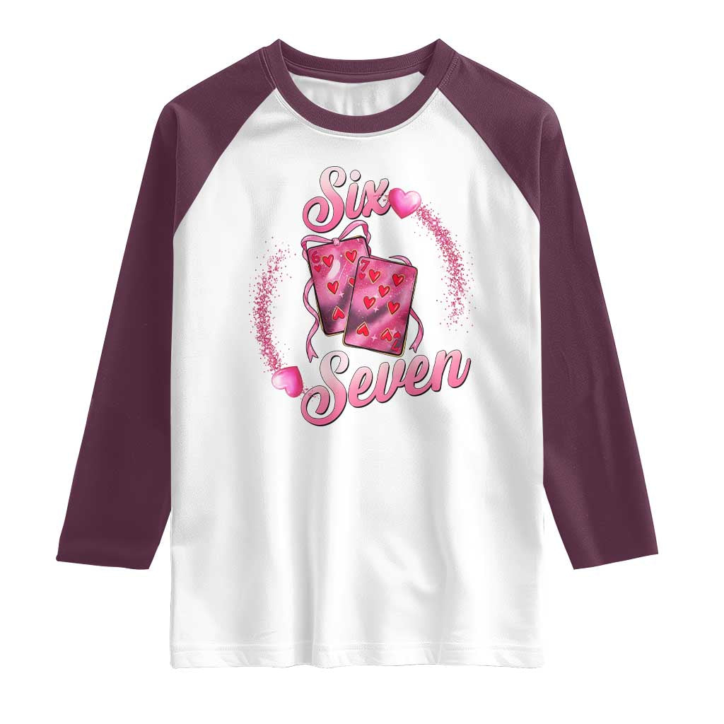 Playing Cards 67 Of Hearts Raglan Shirt Six Seven Valentine Meme