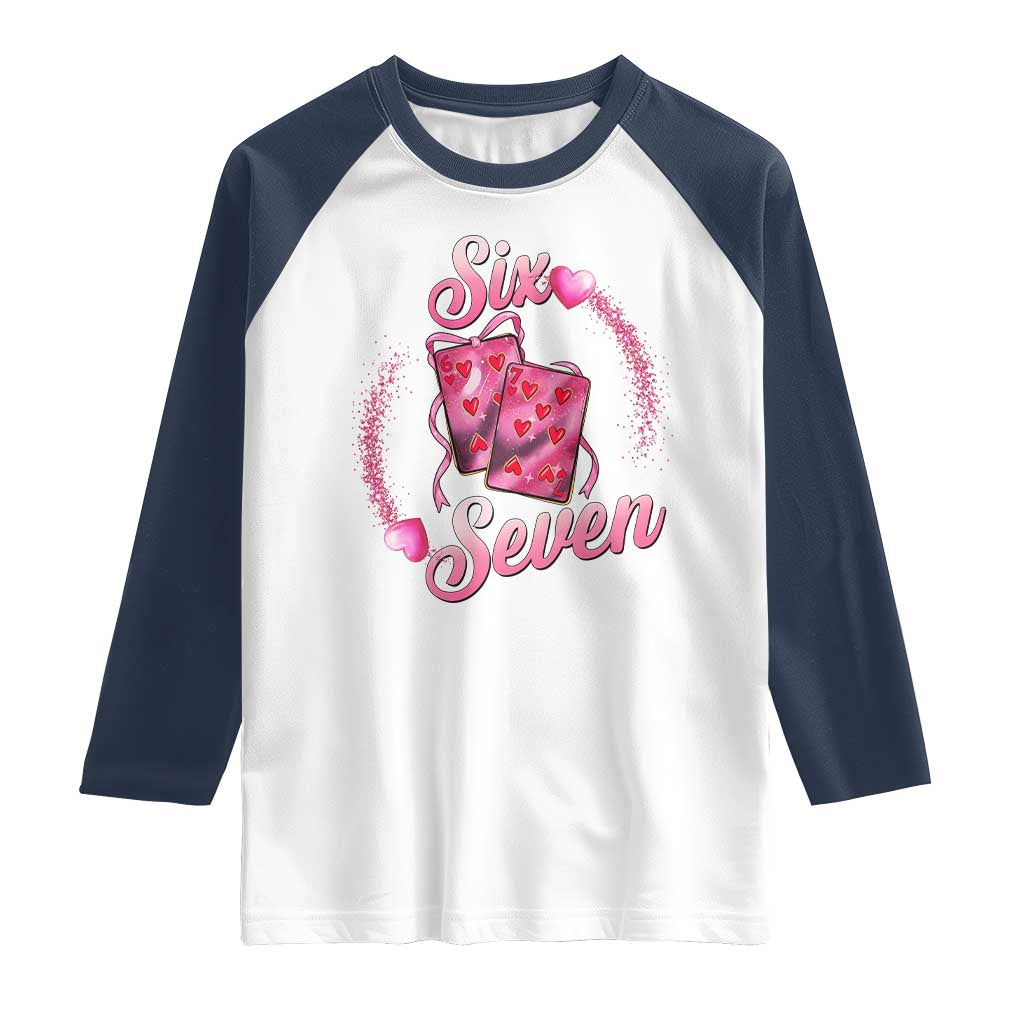 Playing Cards 67 Of Hearts Raglan Shirt Six Seven Valentine Meme