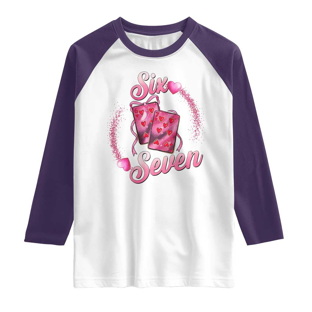 Playing Cards 67 Of Hearts Raglan Shirt Six Seven Valentine Meme