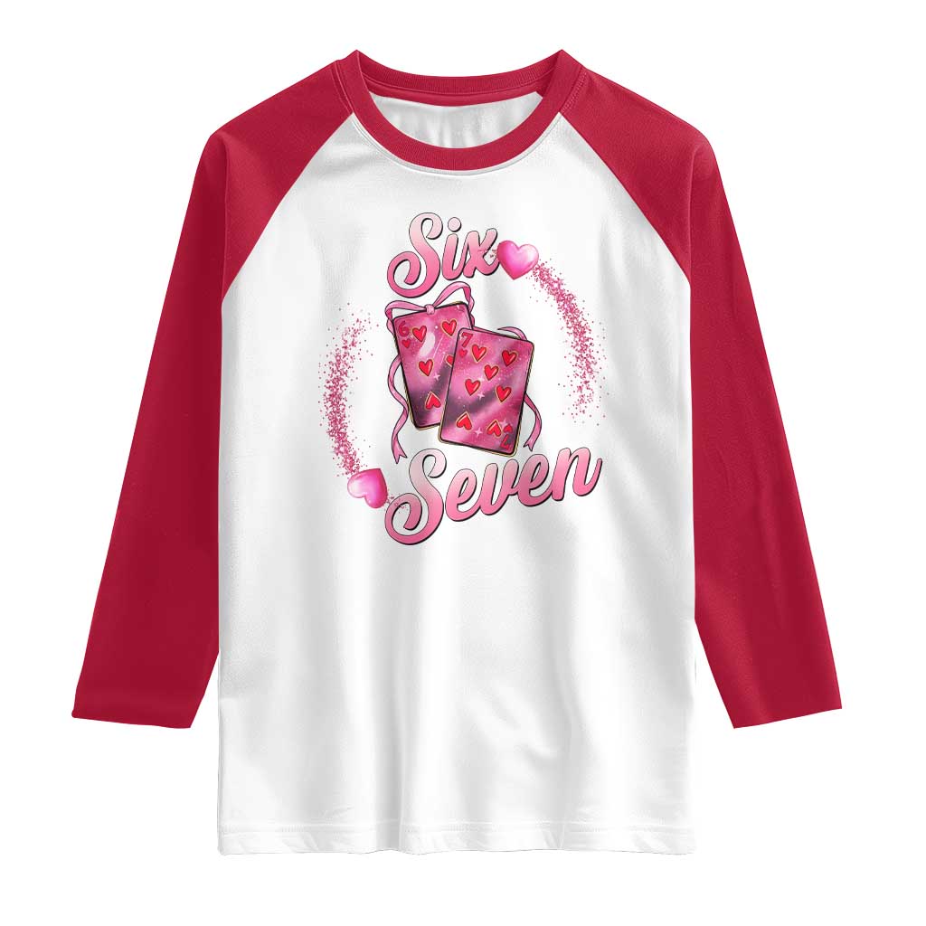 Playing Cards 67 Of Hearts Raglan Shirt Six Seven Valentine Meme
