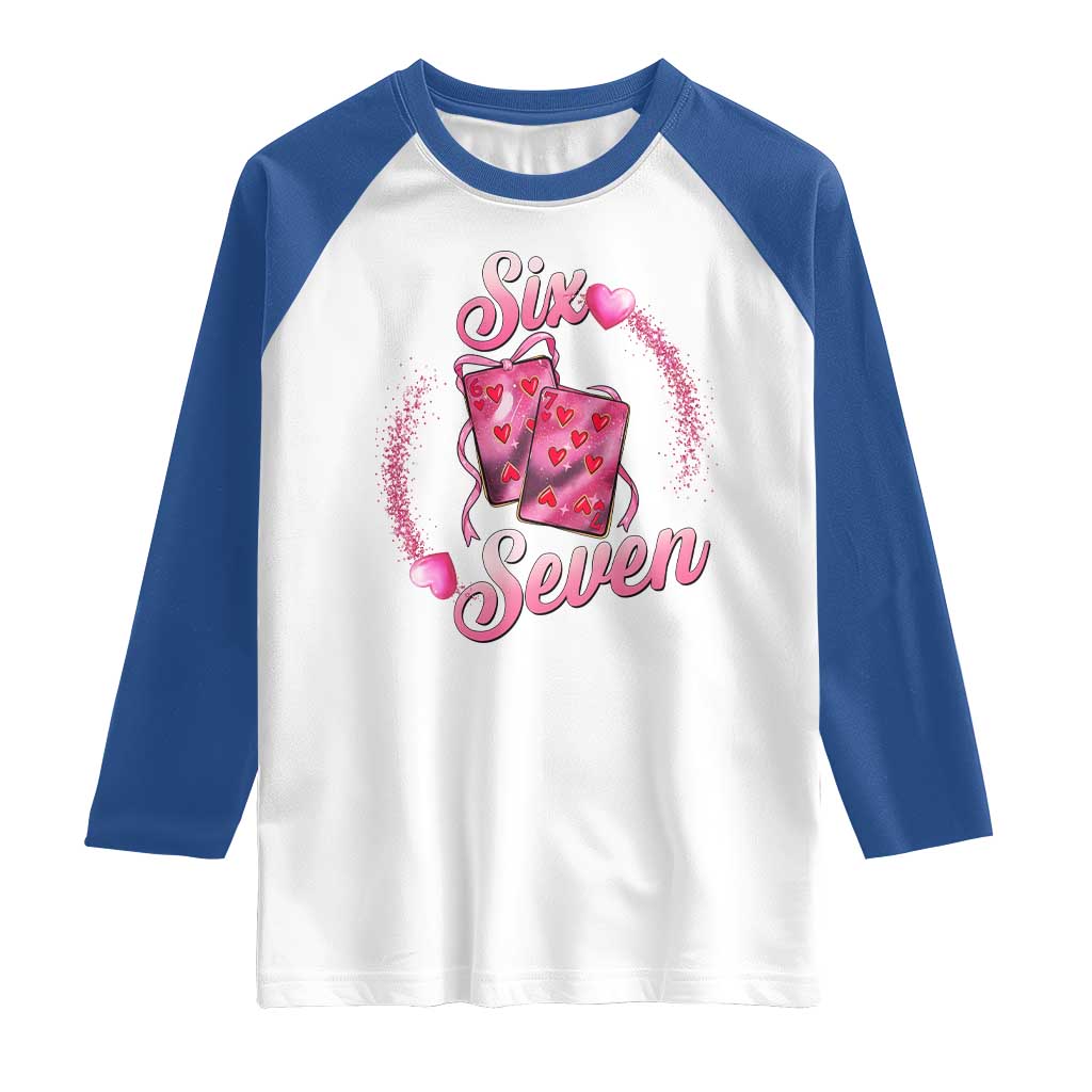 Playing Cards 67 Of Hearts Raglan Shirt Six Seven Valentine Meme