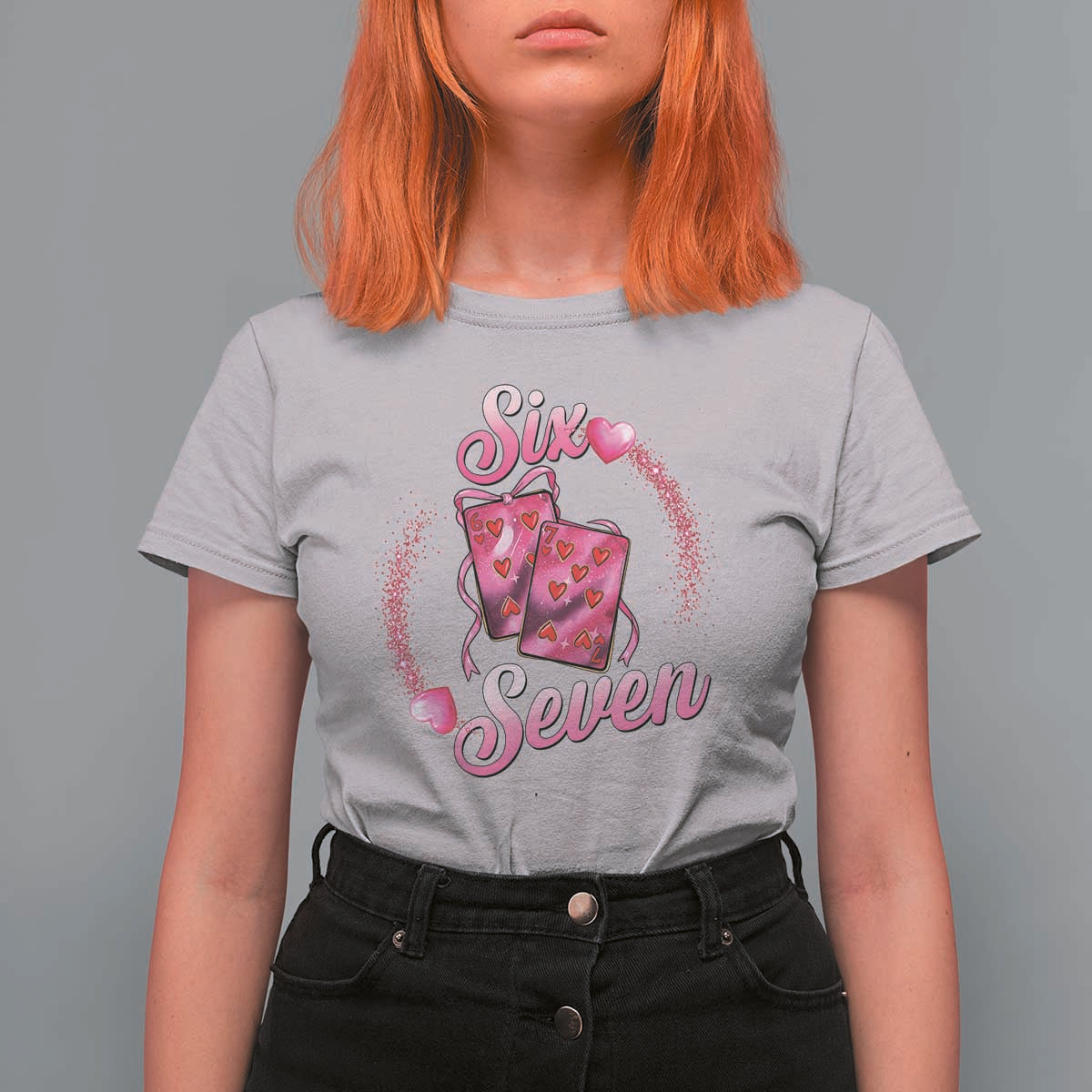 Playing Cards 67 Of Hearts T Shirt For Women Six Seven Valentine Meme