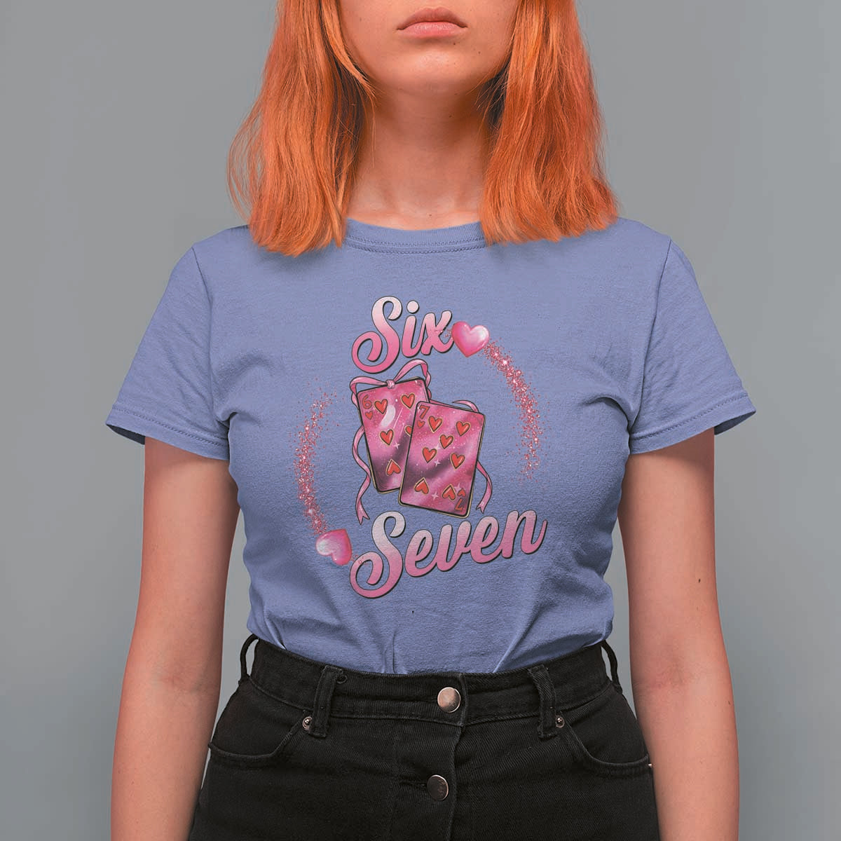 Playing Cards 67 Of Hearts T Shirt For Women Six Seven Valentine Meme