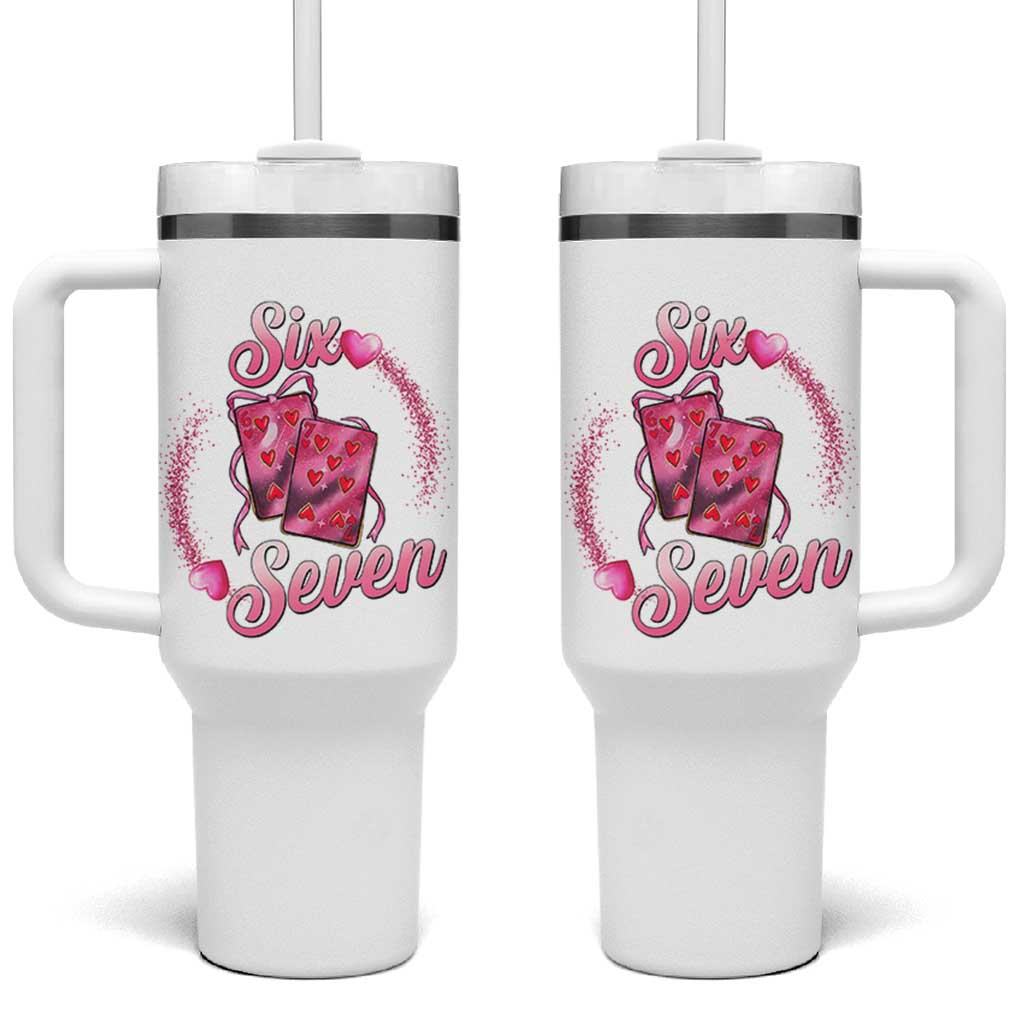 Playing Cards 67 Of Hearts Tumbler With Handle Six Seven Valentine Meme