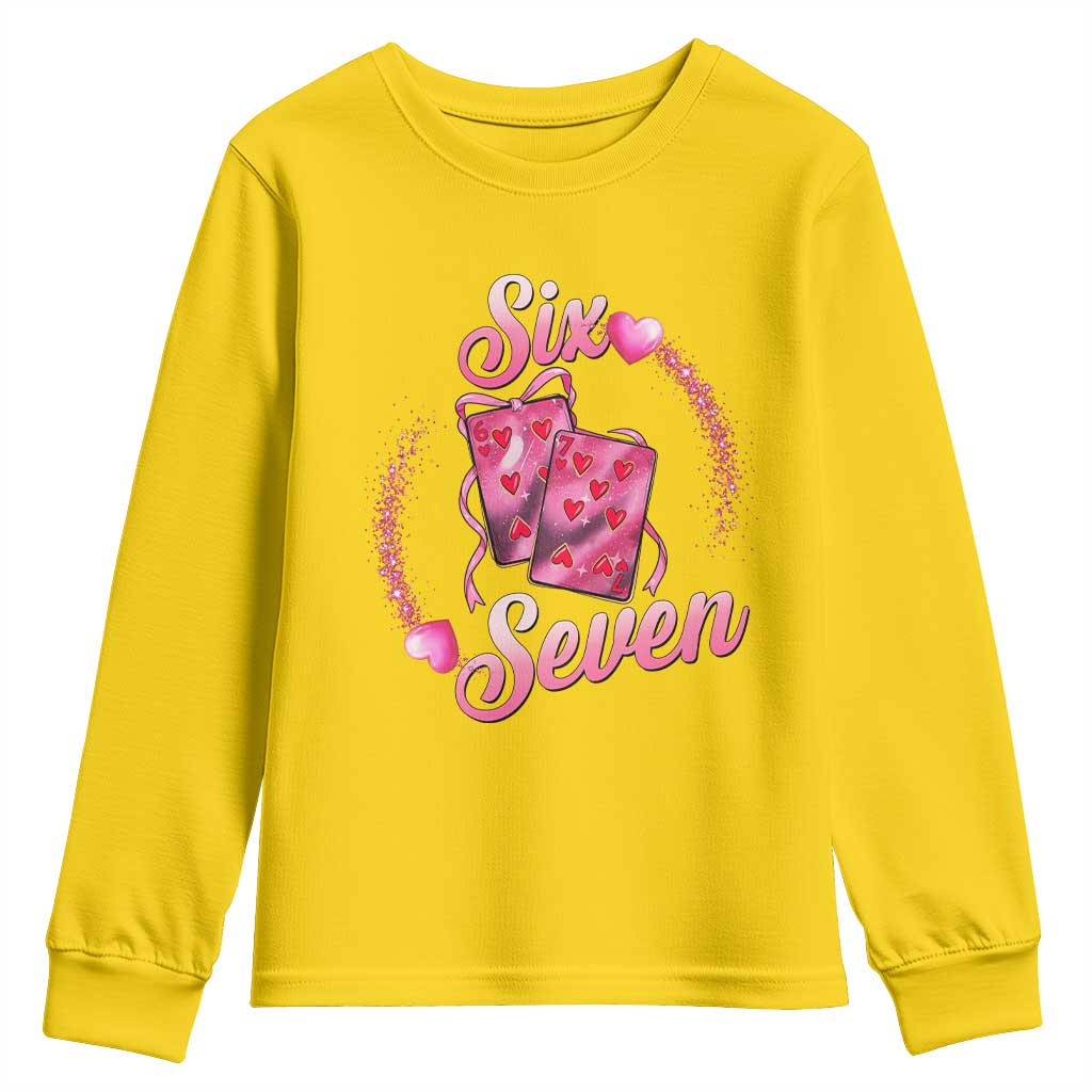 Playing Cards 67 Of Hearts Youth Sweatshirt Six Seven Valentine Meme