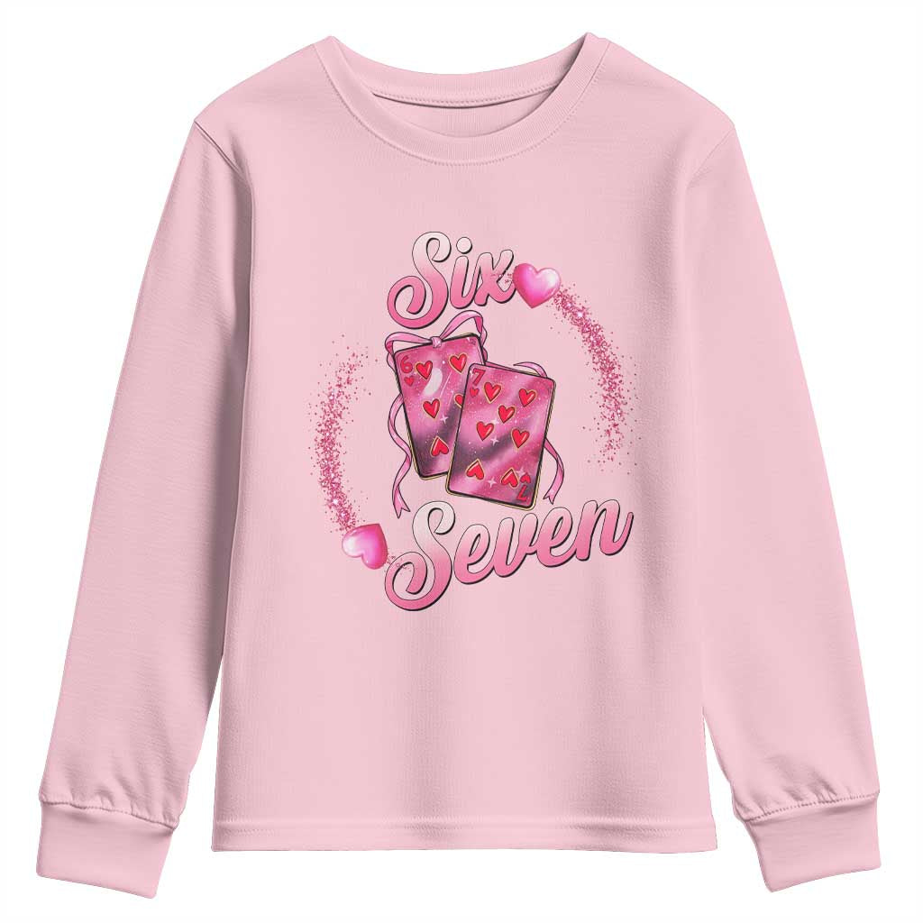 Playing Cards 67 Of Hearts Youth Sweatshirt Six Seven Valentine Meme