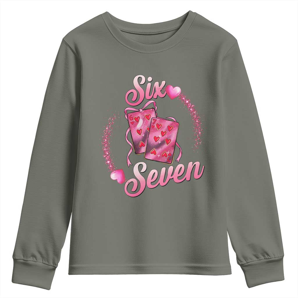 Playing Cards 67 Of Hearts Youth Sweatshirt Six Seven Valentine Meme