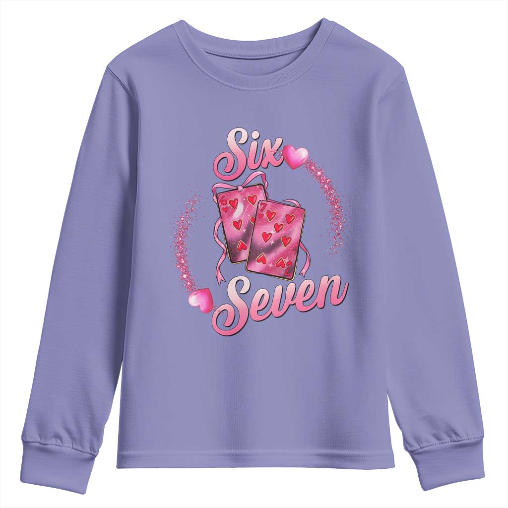 Playing Cards 67 Of Hearts Youth Sweatshirt Six Seven Valentine Meme