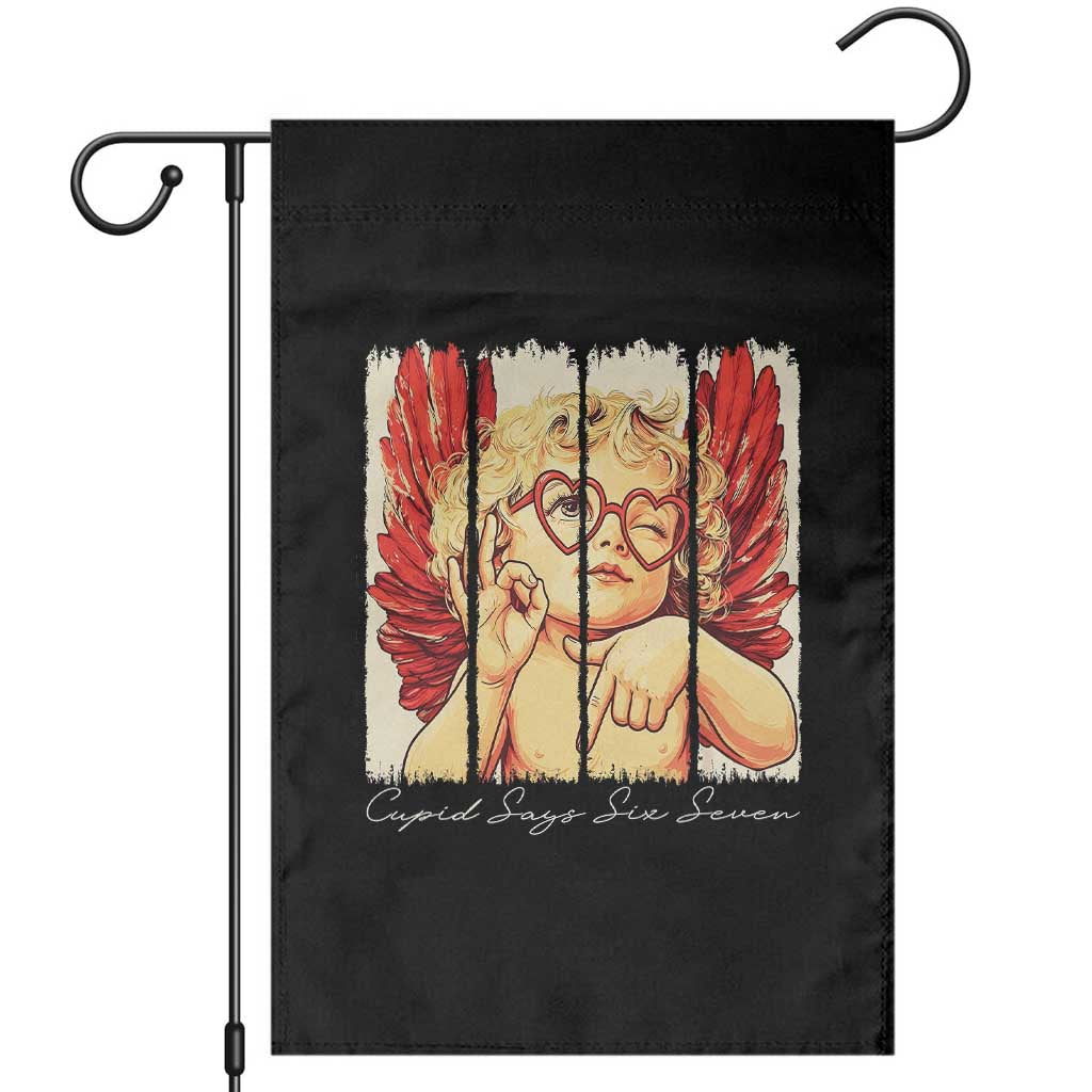 Retro Cupid Says Six Seven Garden Flag 67 Valentines Day