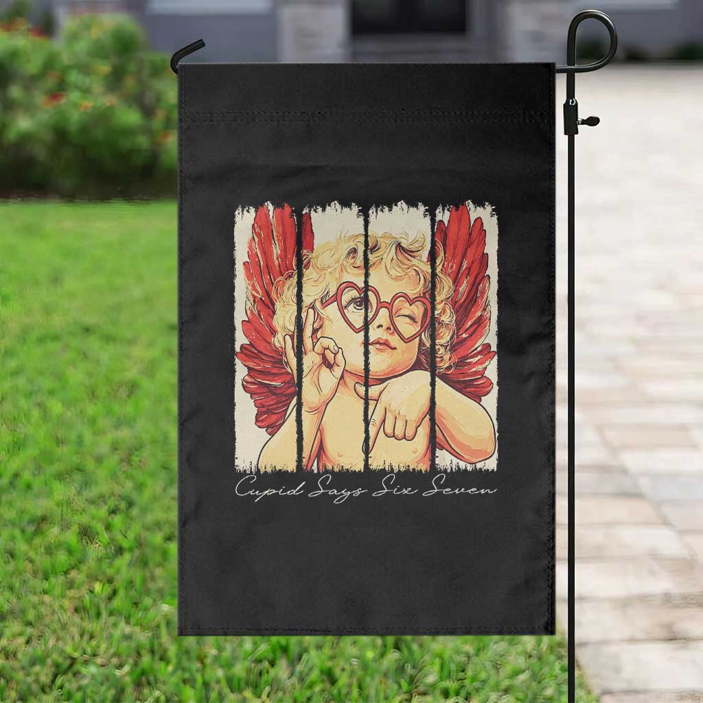 Retro Cupid Says Six Seven Garden Flag 67 Valentines Day