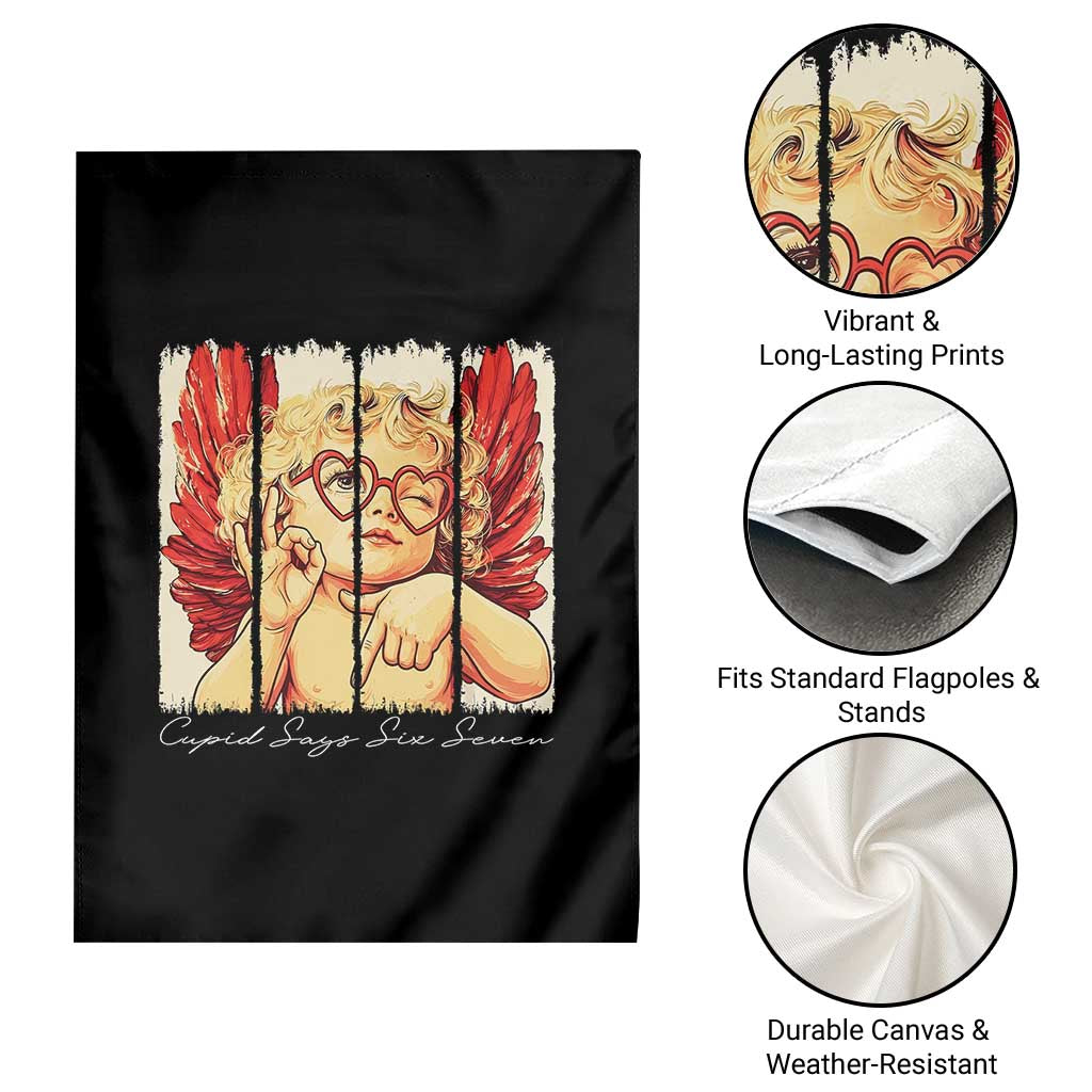 Retro Cupid Says Six Seven Garden Flag 67 Valentines Day