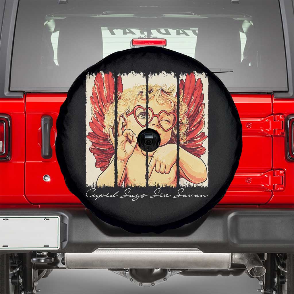 Retro Cupid Says Six Seven Spare Tire Cover 67 Valentines Day