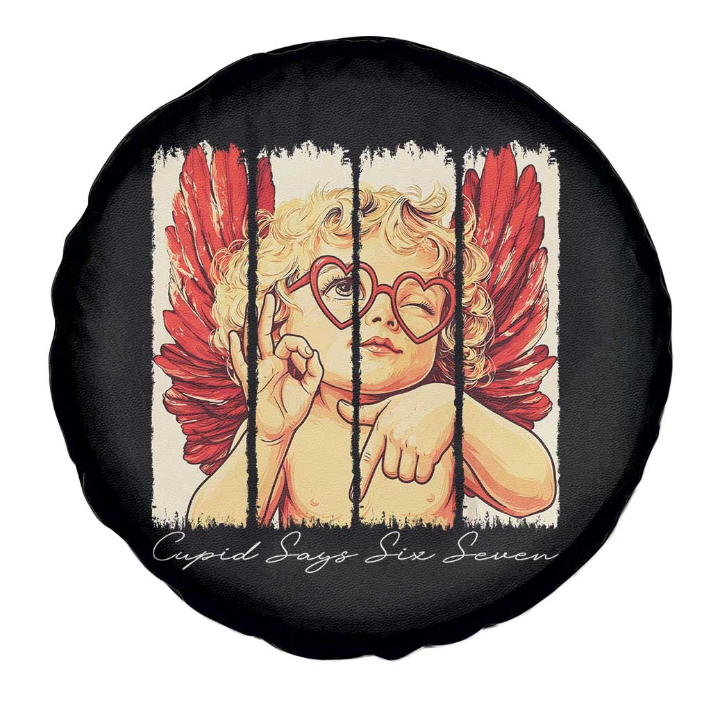 Retro Cupid Says Six Seven Spare Tire Cover 67 Valentines Day