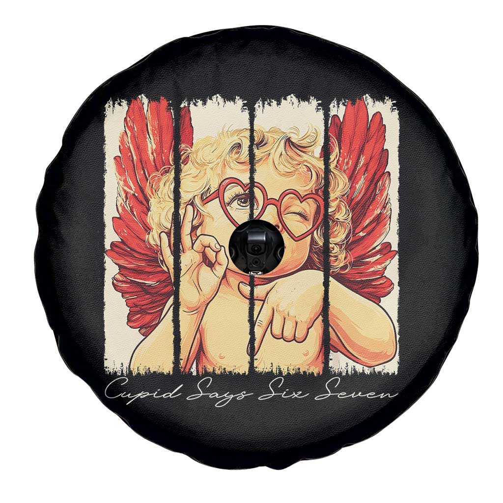 Retro Cupid Says Six Seven Spare Tire Cover 67 Valentines Day