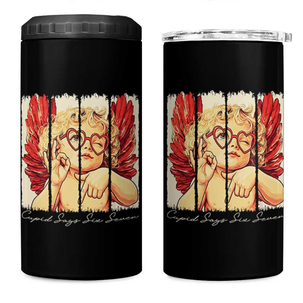 Retro Cupid Says Six Seven 4 in 1 Can Cooler Tumbler 67 Valentines Day
