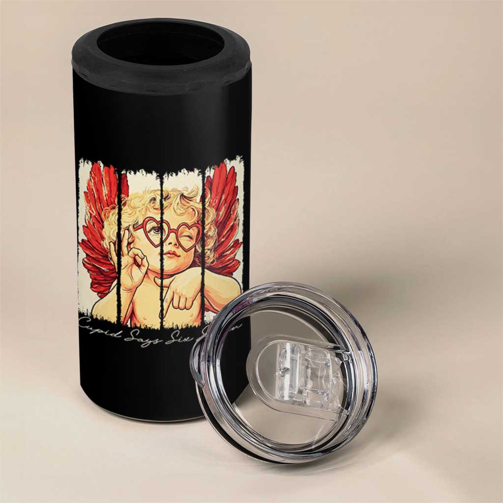 Retro Cupid Says Six Seven 4 in 1 Can Cooler Tumbler 67 Valentines Day