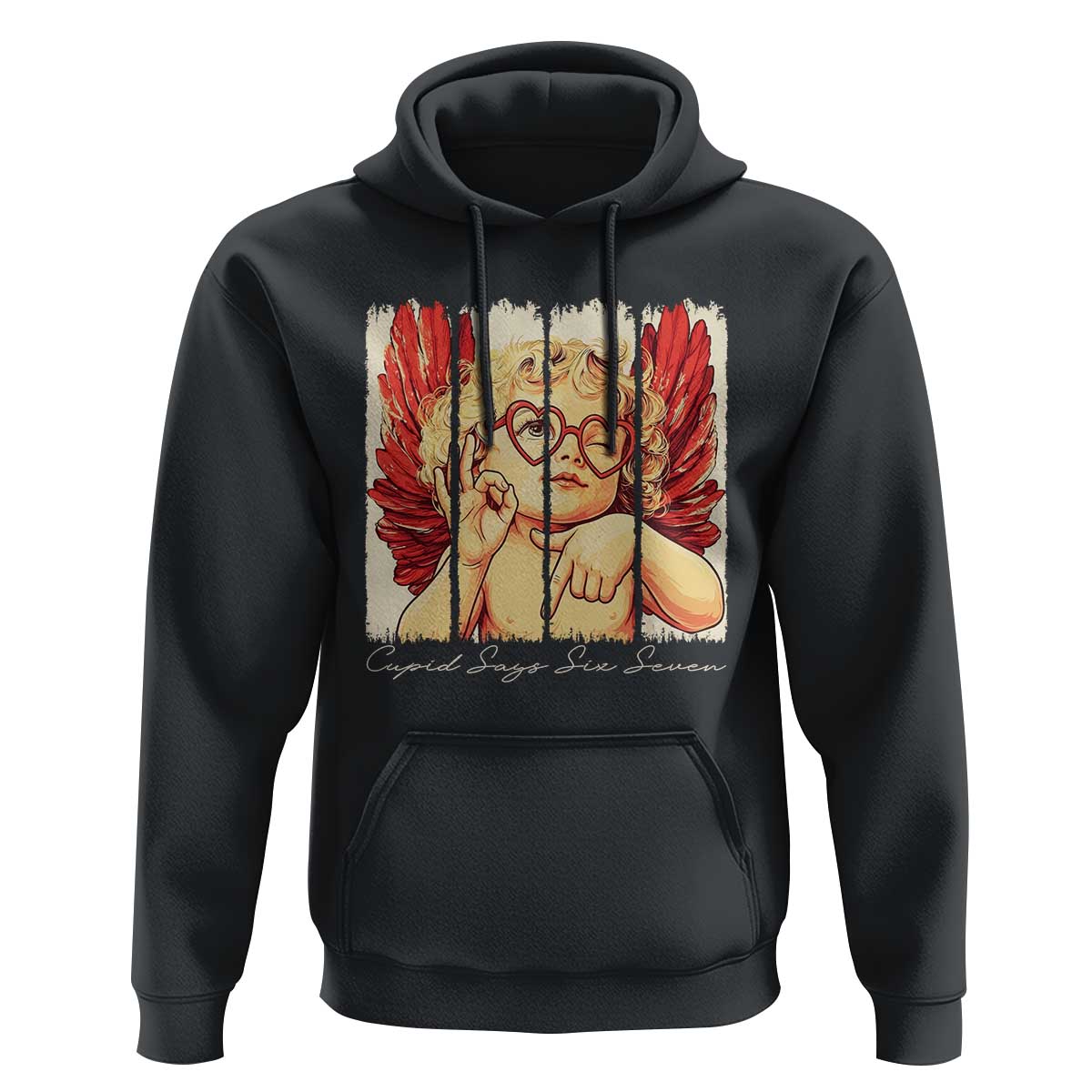 Retro Cupid Says Six Seven Hoodie 67 Valentines Day