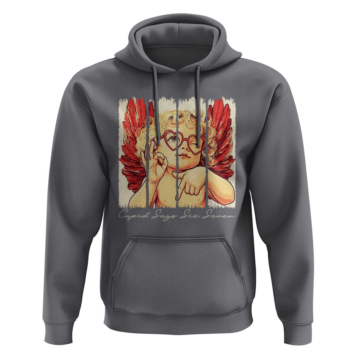 Retro Cupid Says Six Seven Hoodie 67 Valentines Day