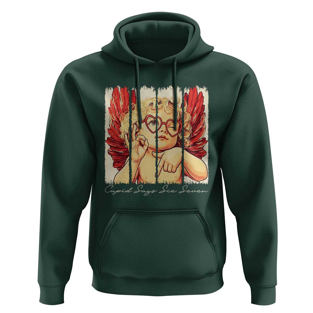 Retro Cupid Says Six Seven Hoodie 67 Valentines Day