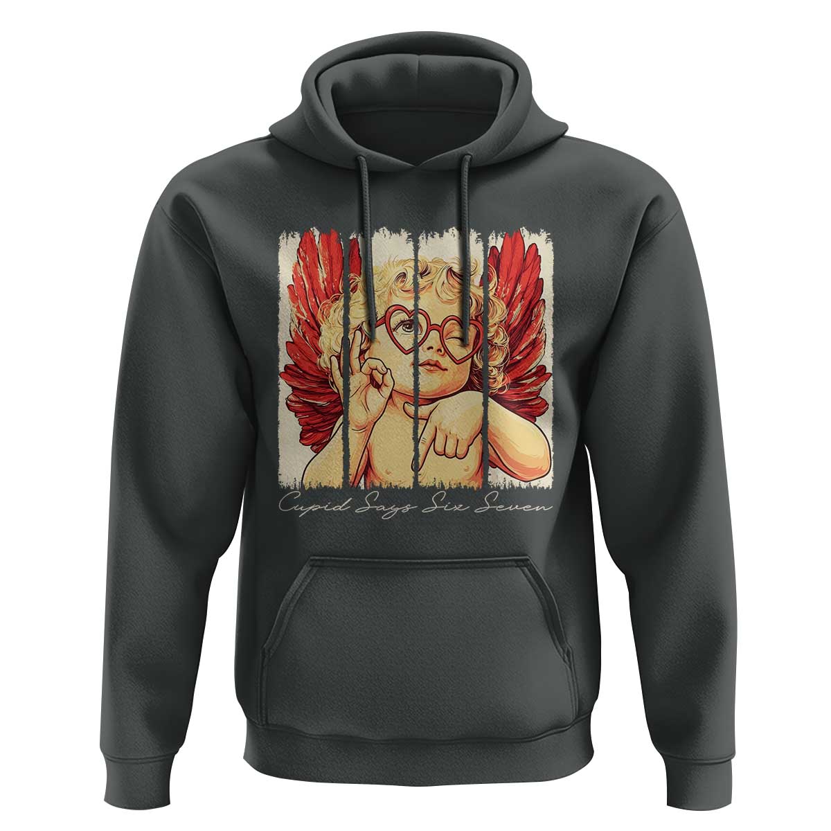 Retro Cupid Says Six Seven Hoodie 67 Valentines Day