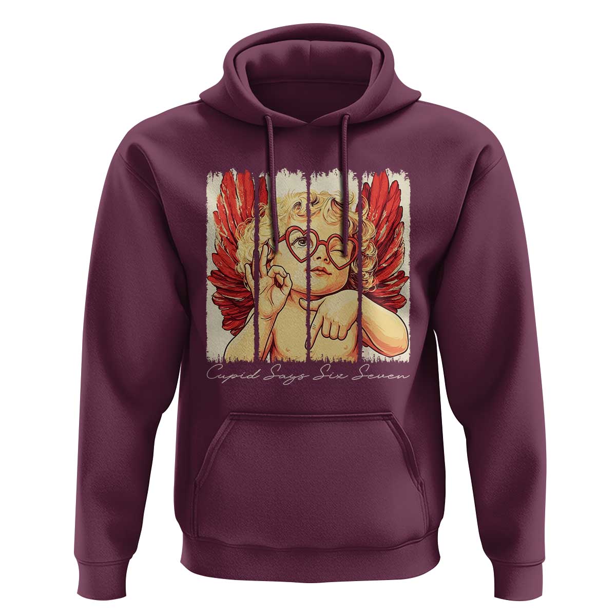 Retro Cupid Says Six Seven Hoodie 67 Valentines Day