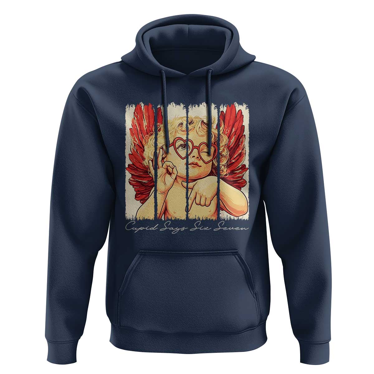 Retro Cupid Says Six Seven Hoodie 67 Valentines Day