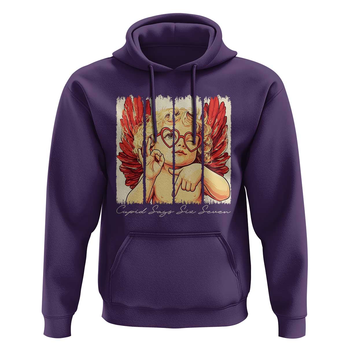 Retro Cupid Says Six Seven Hoodie 67 Valentines Day