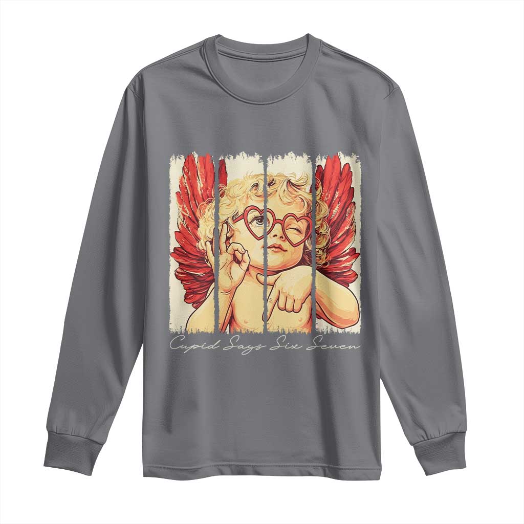 Retro Cupid Says Six Seven Long Sleeve Shirt 67 Valentines Day