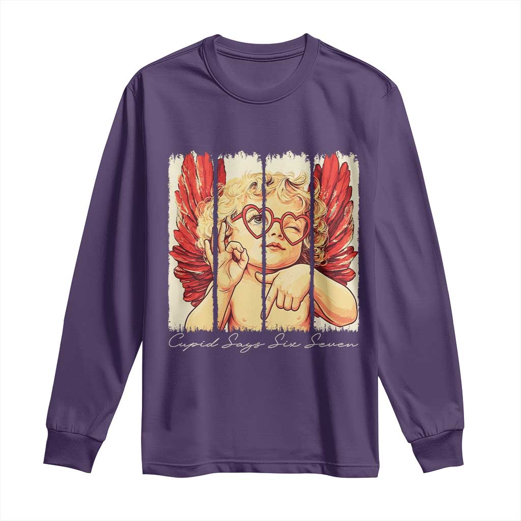 Retro Cupid Says Six Seven Long Sleeve Shirt 67 Valentines Day