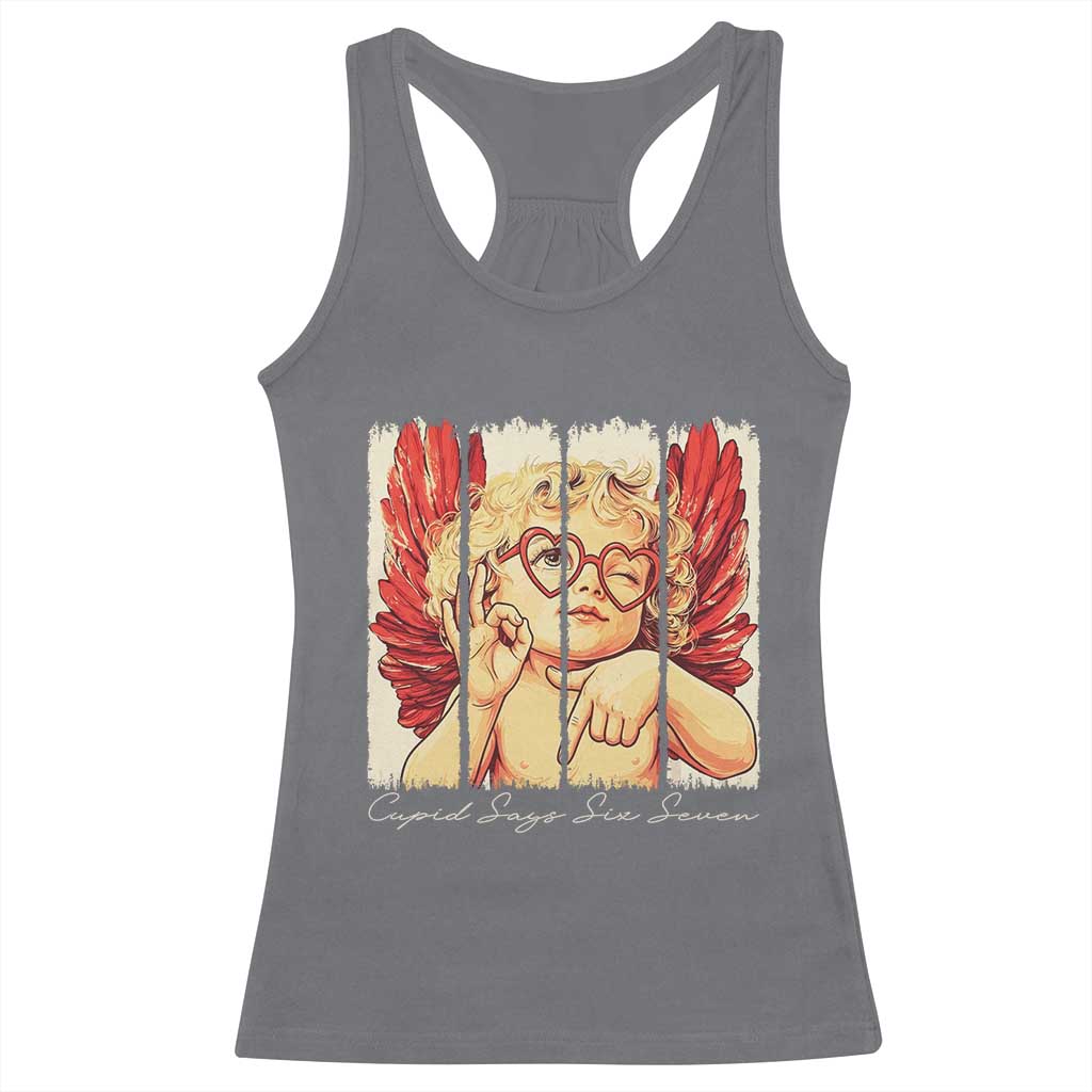 Retro Cupid Says Six Seven Racerback Tank Top 67 Valentines Day