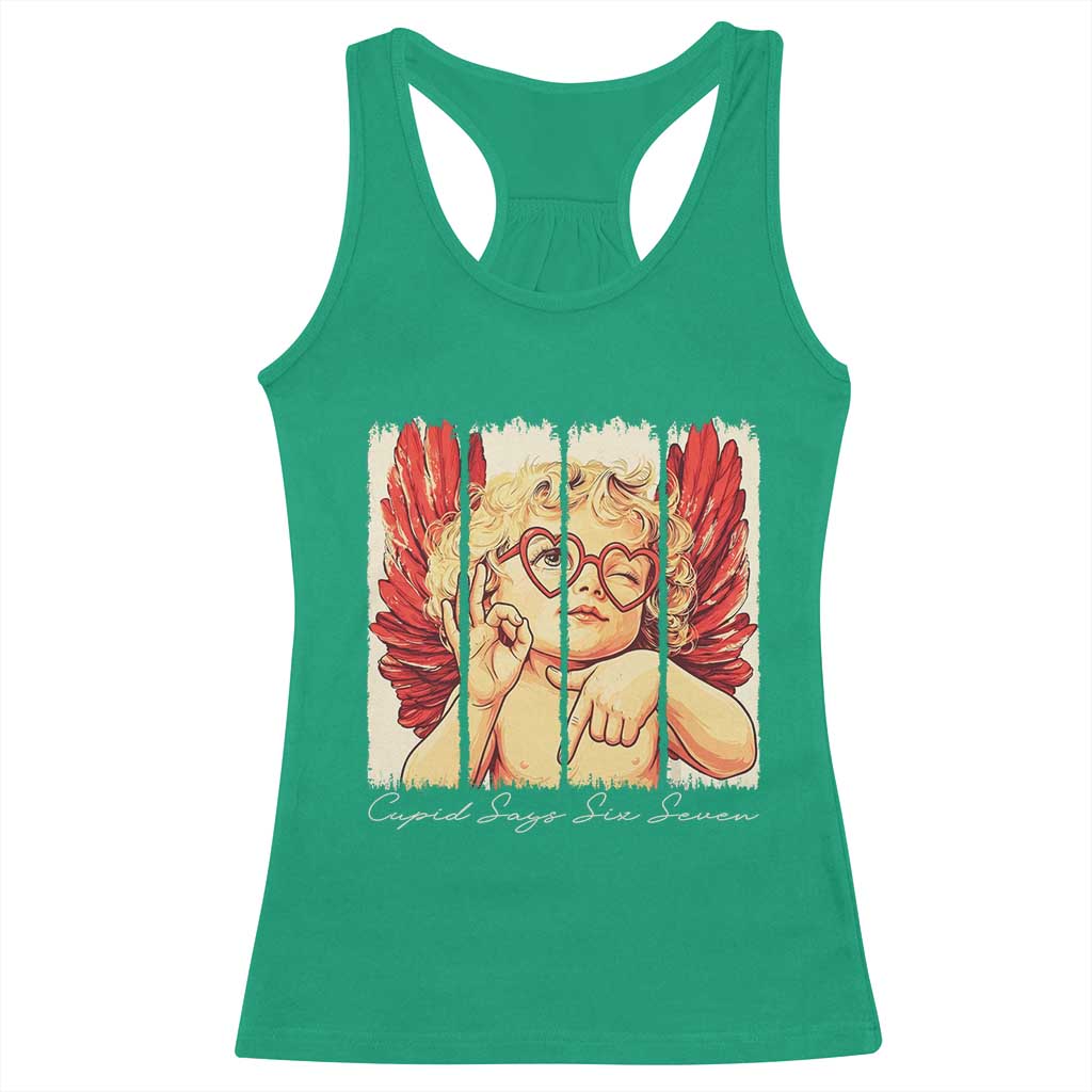 Retro Cupid Says Six Seven Racerback Tank Top 67 Valentines Day