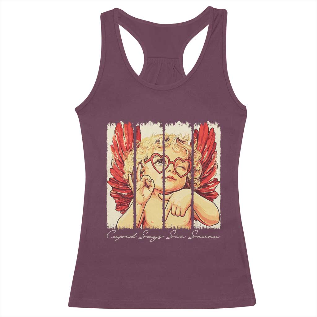 Retro Cupid Says Six Seven Racerback Tank Top 67 Valentines Day