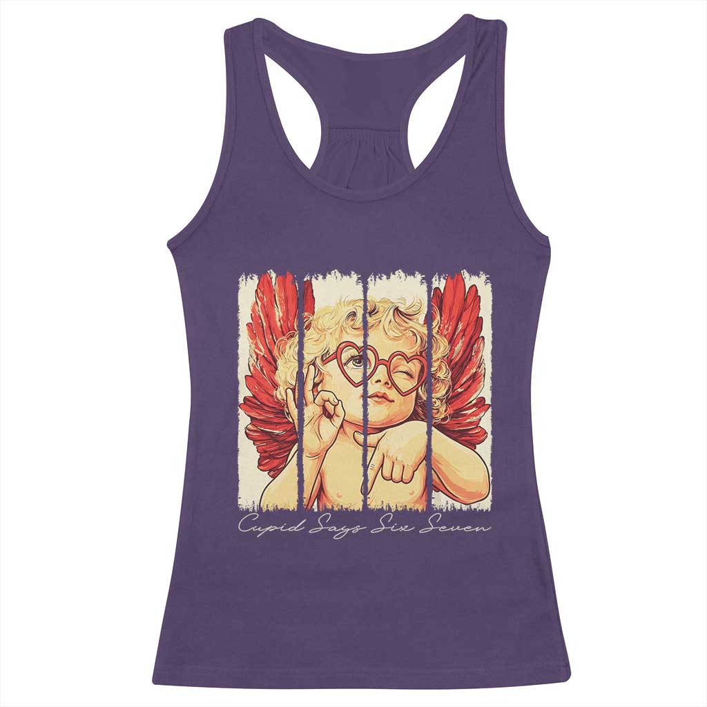Retro Cupid Says Six Seven Racerback Tank Top 67 Valentines Day