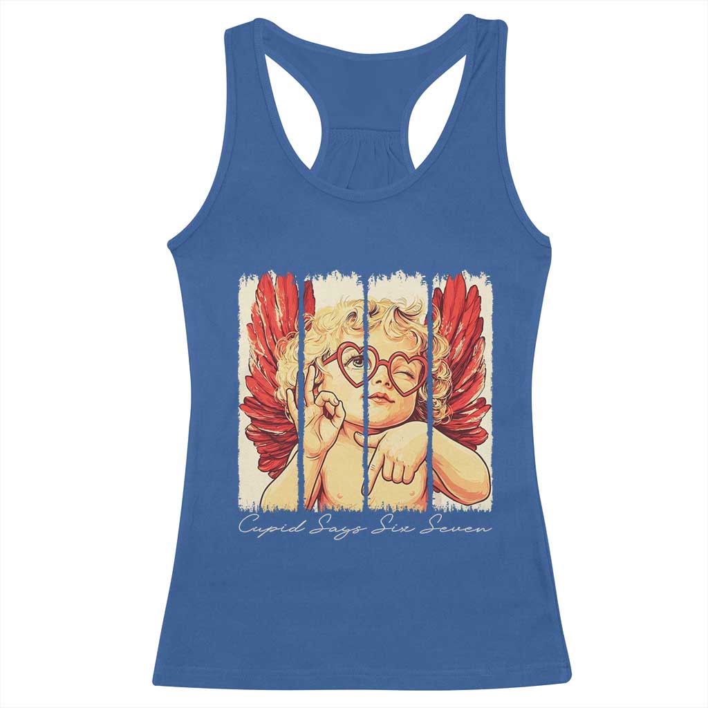 Retro Cupid Says Six Seven Racerback Tank Top 67 Valentines Day