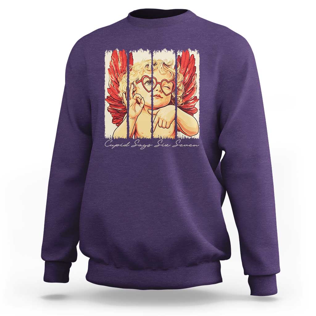 Retro Cupid Says Six Seven Sweatshirt 67 Valentines Day