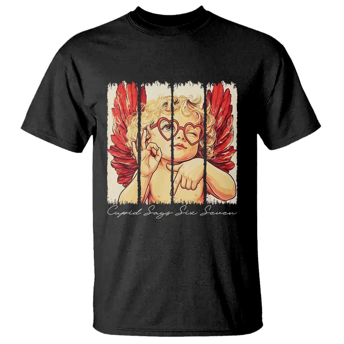 Retro Cupid Says Six Seven T Shirt 67 Valentines Day