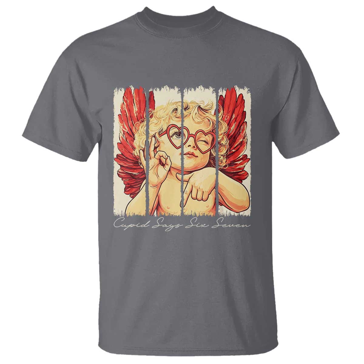 Retro Cupid Says Six Seven T Shirt 67 Valentines Day
