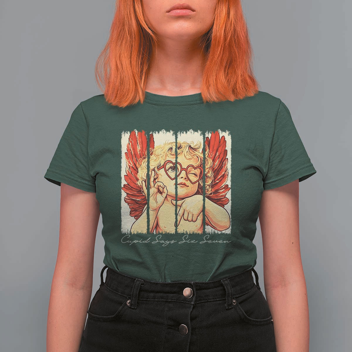 Retro Cupid Says Six Seven T Shirt For Women 67 Valentines Day