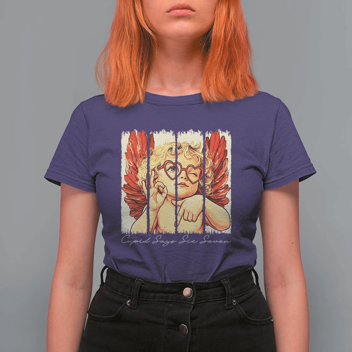 Retro Cupid Says Six Seven T Shirt For Women 67 Valentines Day