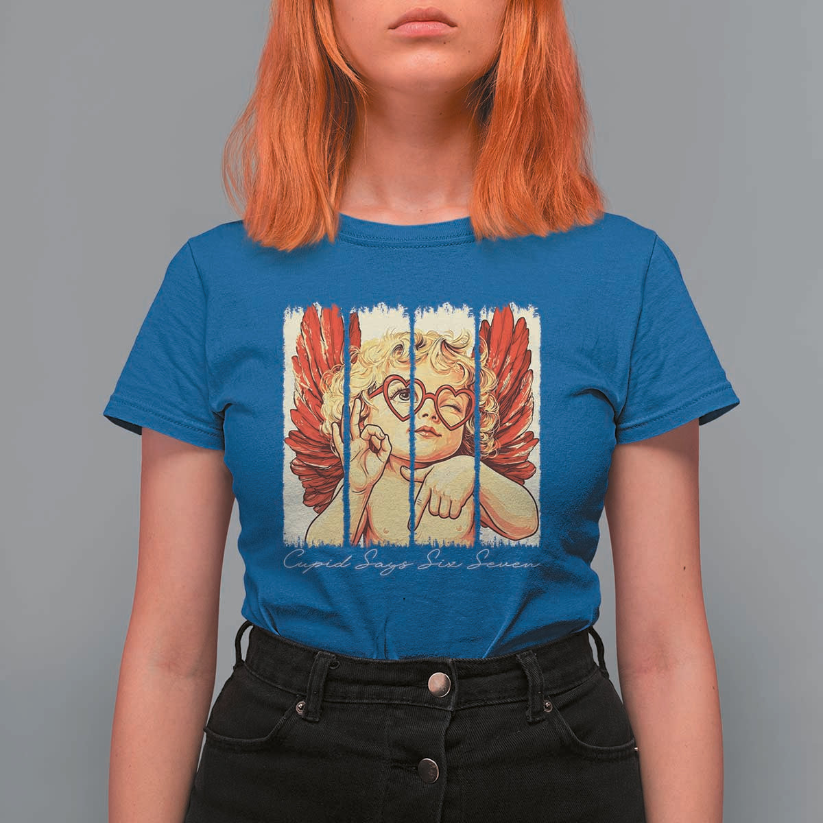 Retro Cupid Says Six Seven T Shirt For Women 67 Valentines Day