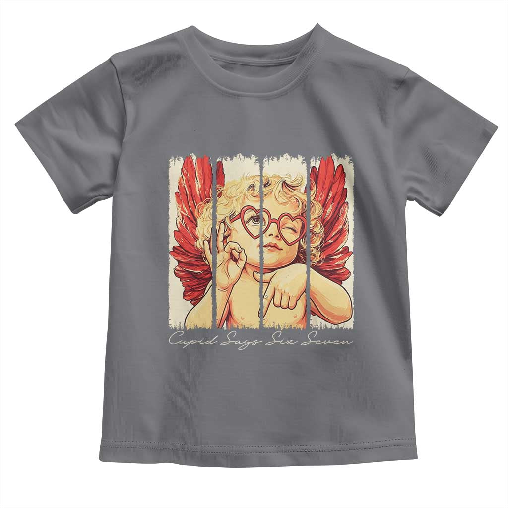 Retro Cupid Says Six Seven Toddler T Shirt 67 Valentines Day